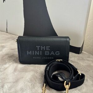 Marc Jacobs Black The Mini Bag with Gold Hardware